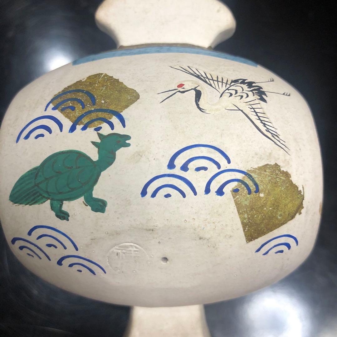 昭和レトロ　置物 京焼 小槌 色絵 銘箱 日本製 アンティーク 装飾品