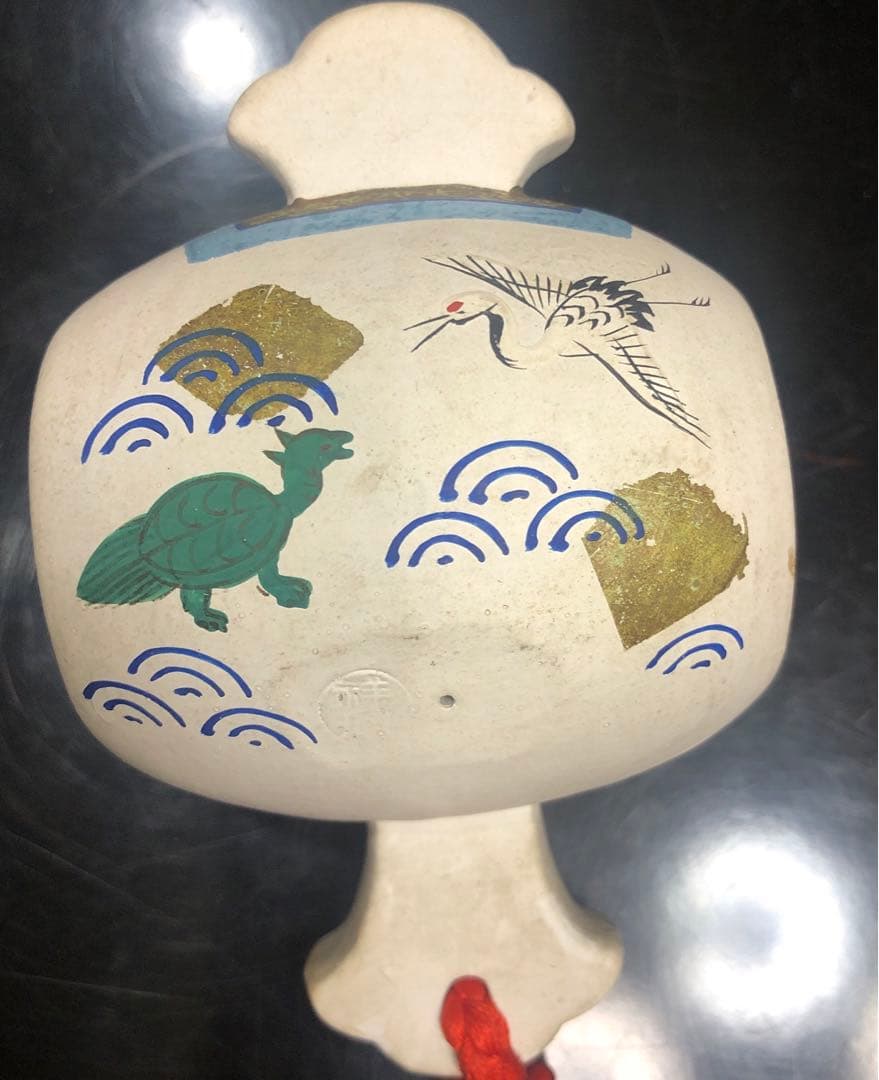 昭和レトロ　置物 京焼 小槌 色絵 銘箱 日本製 アンティーク 装飾品