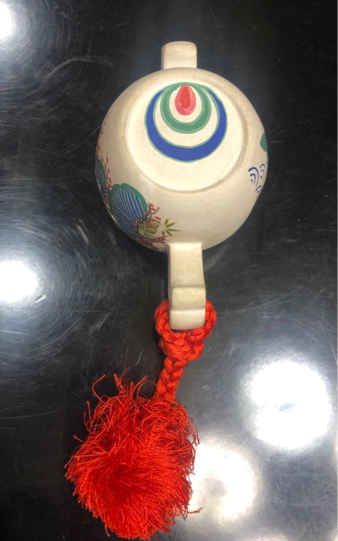 昭和レトロ　置物 京焼 小槌 色絵 銘箱 日本製 アンティーク 装飾品