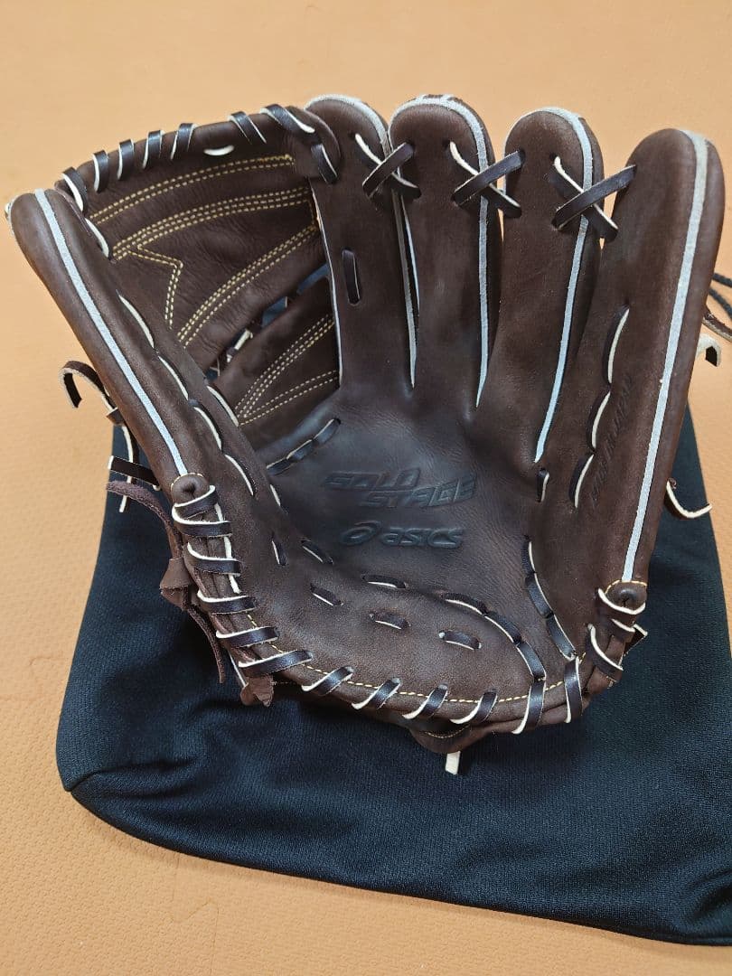アシックス　投手用　硬式野球グローブ ヌバック　ブラウン レザー