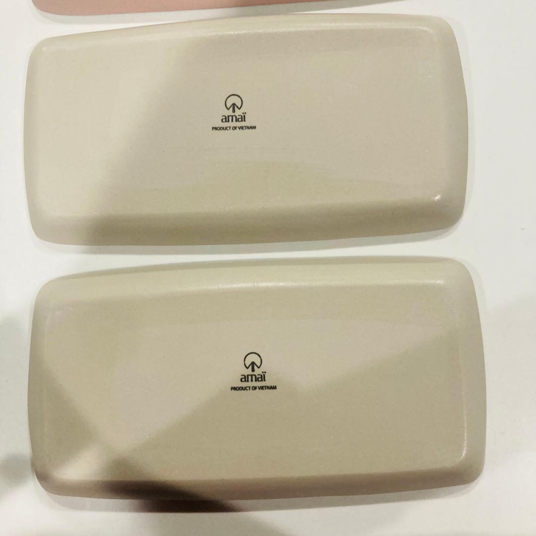 amai アマイ　長方形皿 4枚セット ピンク ベージュ