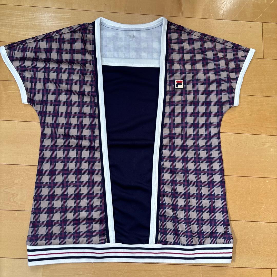 FILA テニスウェア上下セット　 Lサイズ　ベージュ/パープル/ネイビー 美品