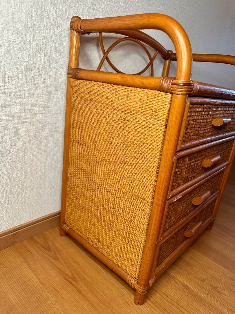 ラタンチェスト 4段 籐家具 天然素材