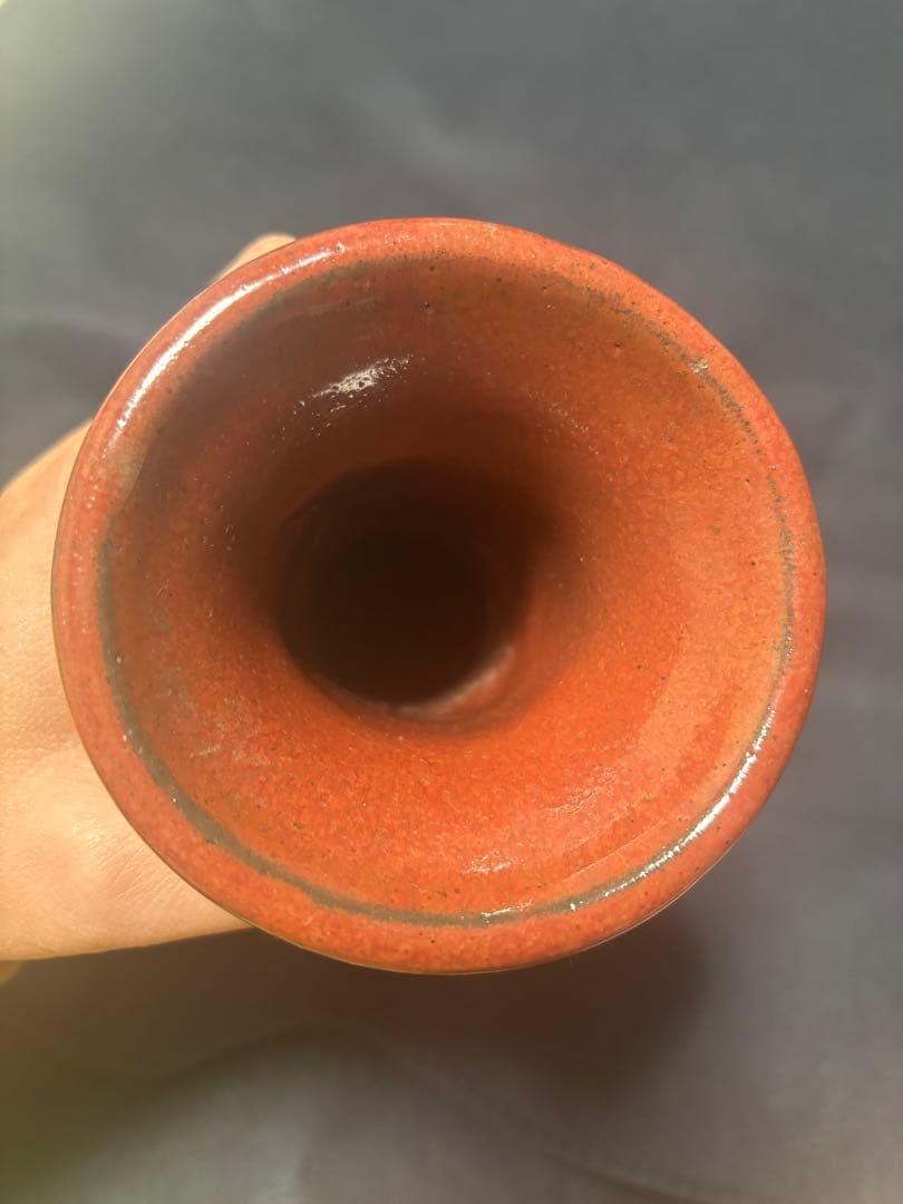 中国古美術品　清の時代　紅釉　螭龍　花瓶　30cm