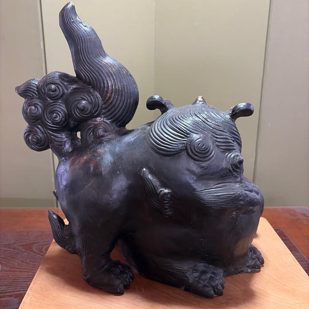 備前焼　絡み獅子