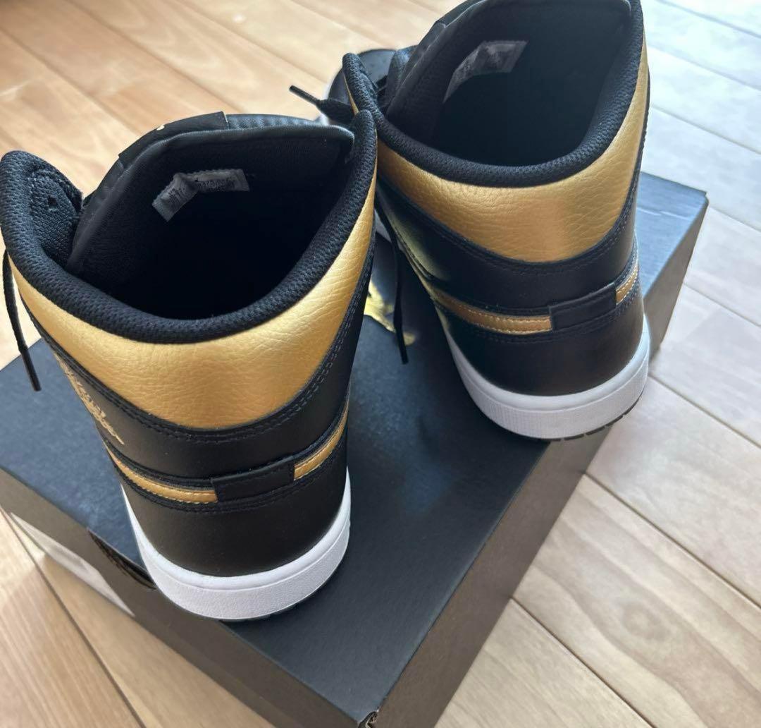 Air Jordan 1 Mid ブラック/ゴールド 27.5cm