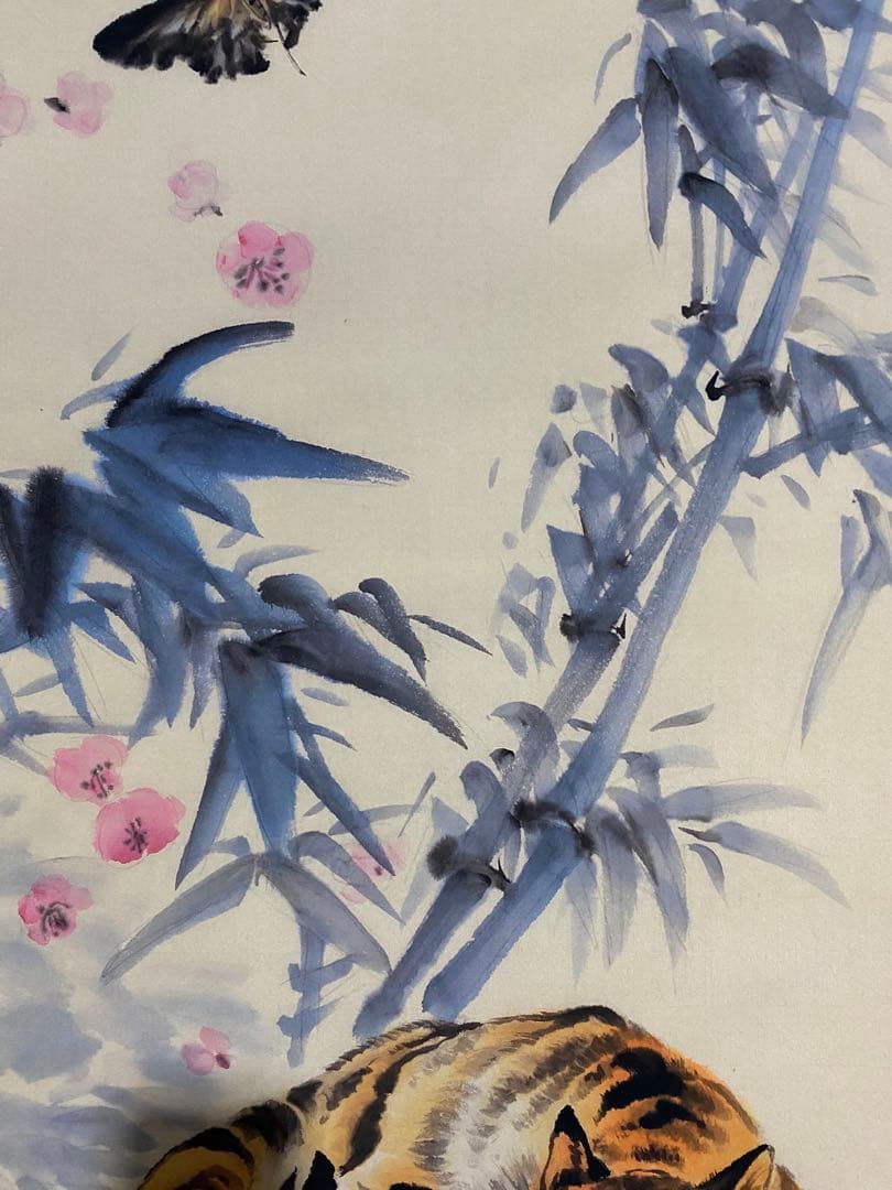 徐悲鸿 猫蝶图 中国画 掛け軸 水墨画 和室 玄関 茶室 壁掛け 美術品
