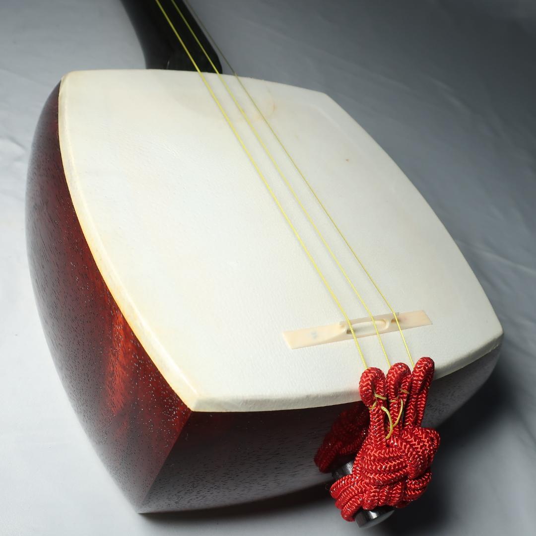 エレキ三味線 中棹 黒檀糸巻き 鼈甲撥 ハードケース付 管理No.7
