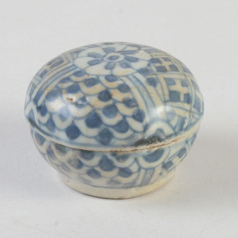 中国　宋胡録　青花　香合　盒子　C　A70