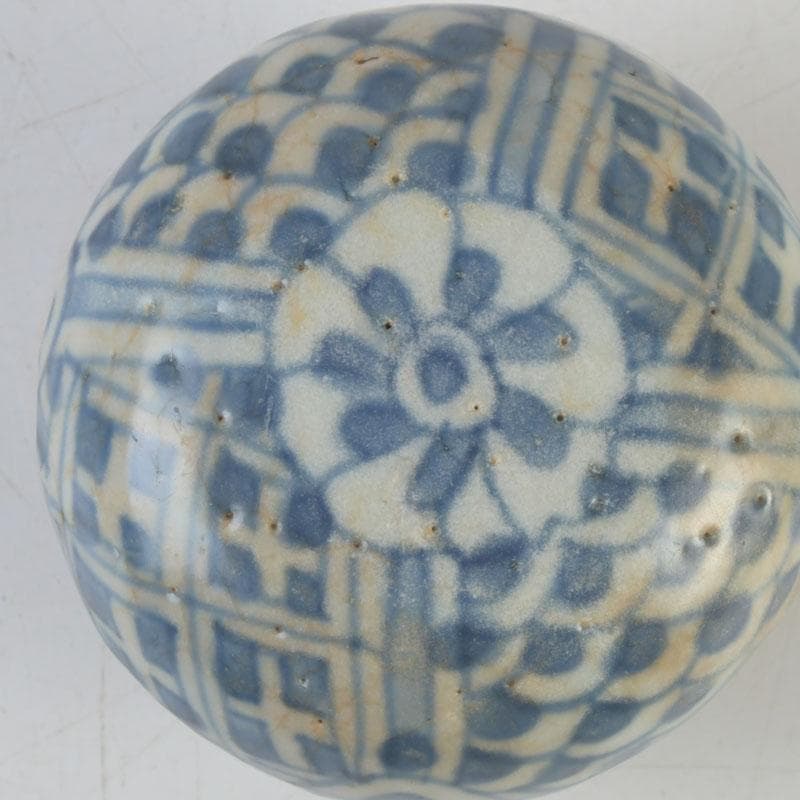 中国　宋胡録　青花　香合　盒子　C　A70
