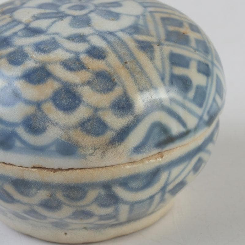 中国　宋胡録　青花　香合　盒子　C　A70