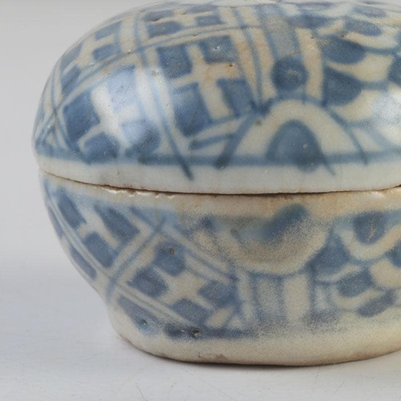 中国　宋胡録　青花　香合　盒子　C　A70