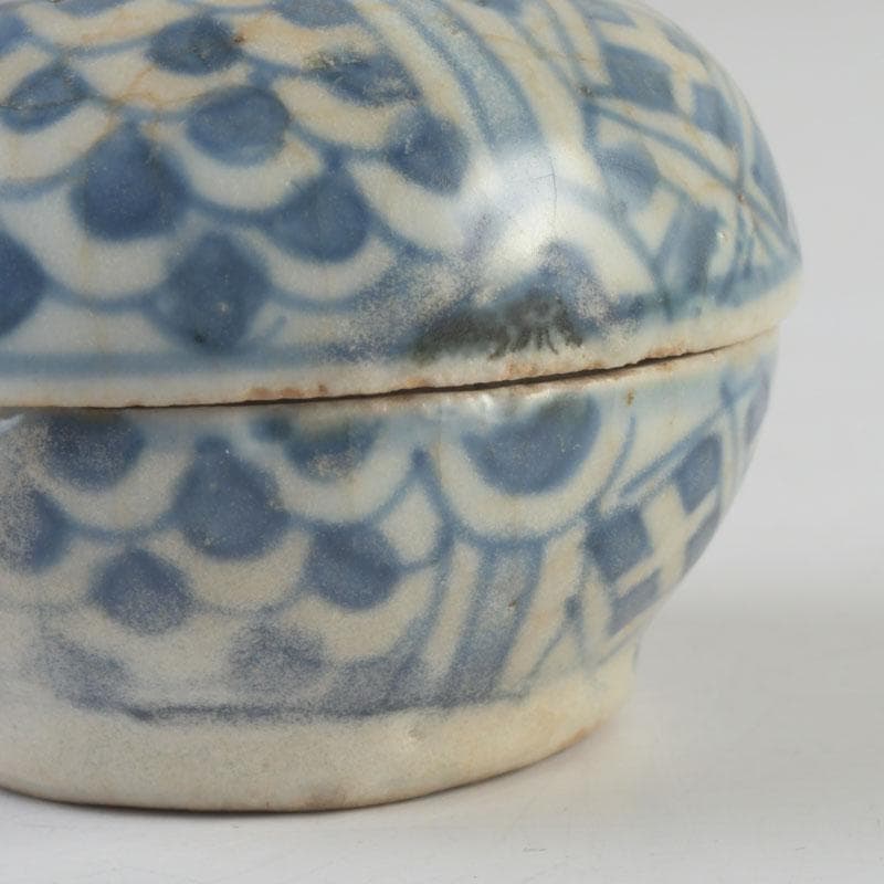 中国　宋胡録　青花　香合　盒子　C　A70
