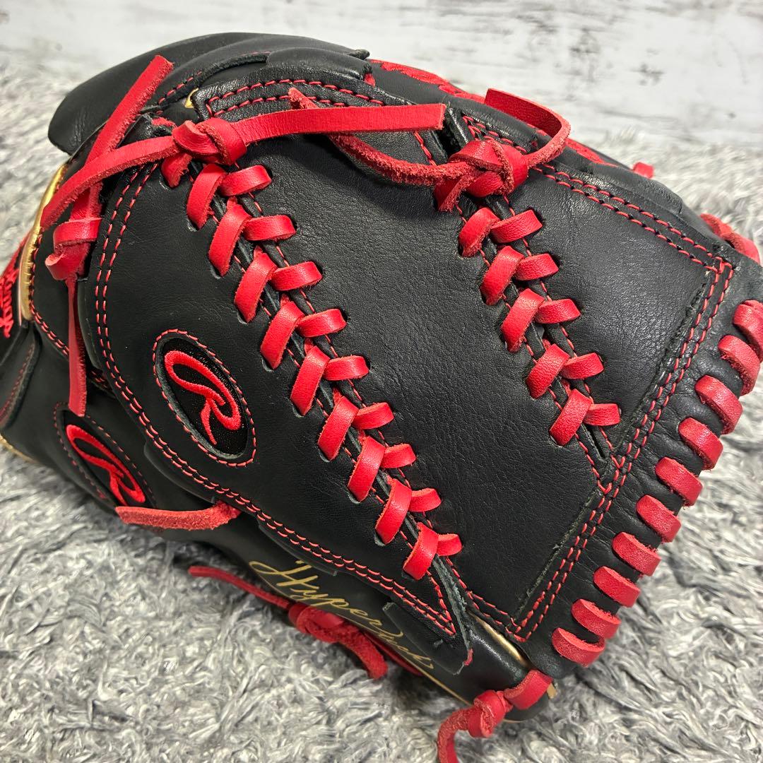 【美品】Rawlings HYPER TECH 一般軟式 投手 右 黒×赤×金