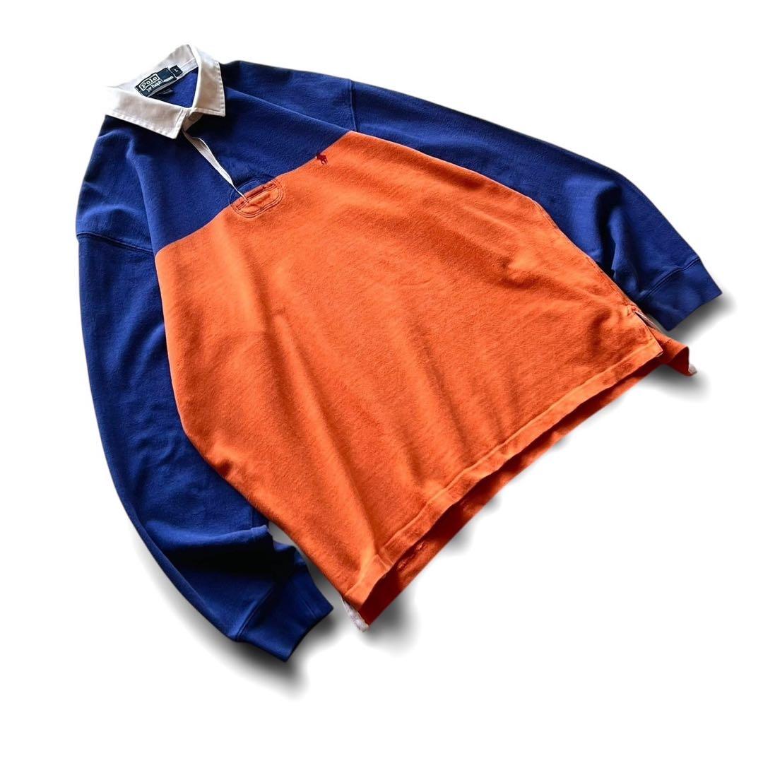90's Polo Ralph Lauren バイカラー ラガーシャツ/ L