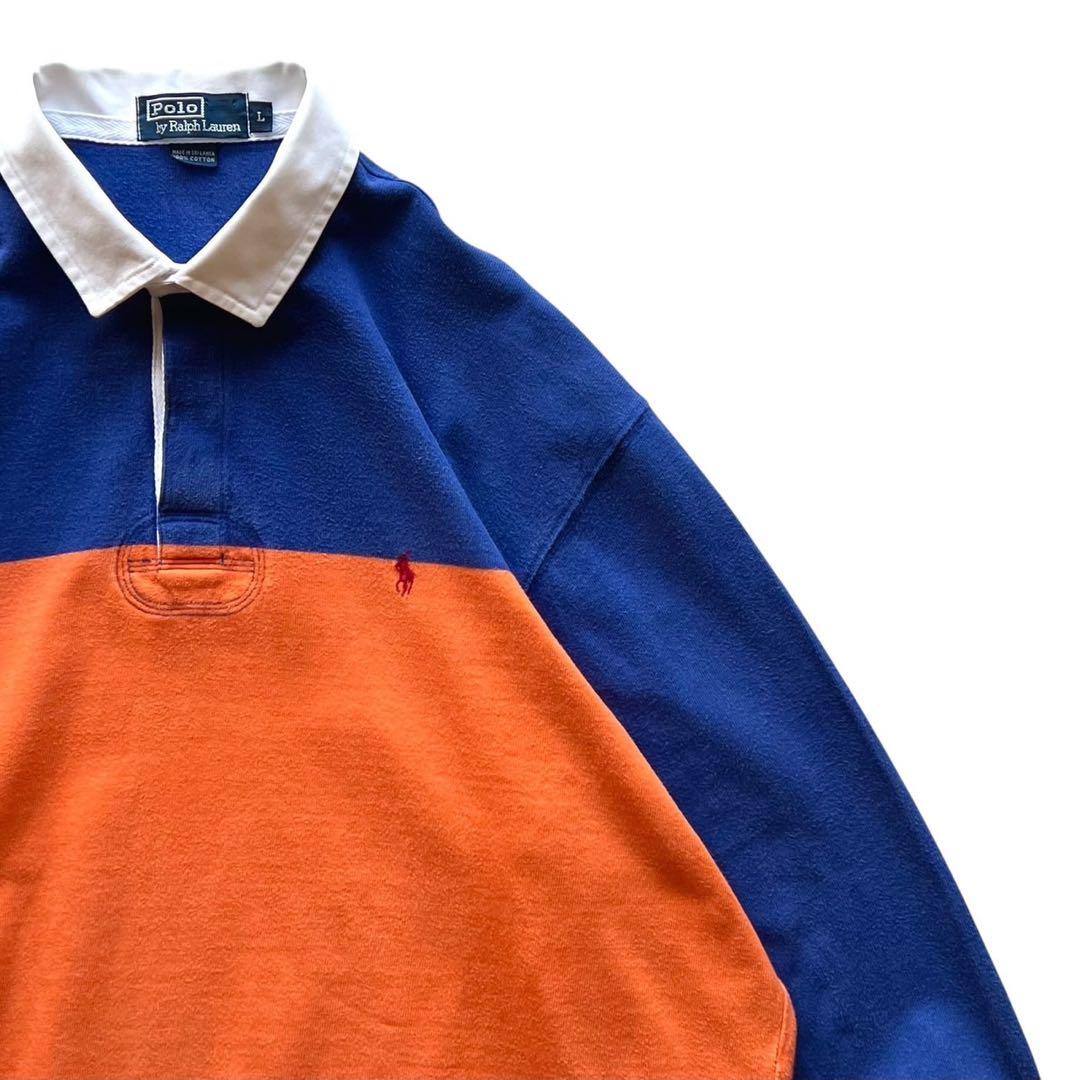 90's Polo Ralph Lauren バイカラー ラガーシャツ/ L