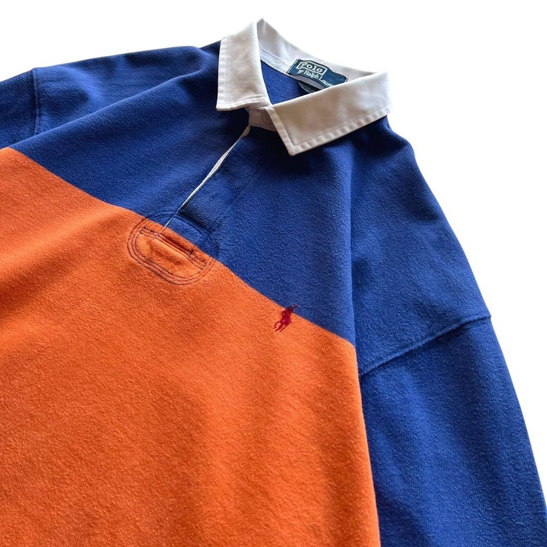 90's Polo Ralph Lauren バイカラー ラガーシャツ/ L