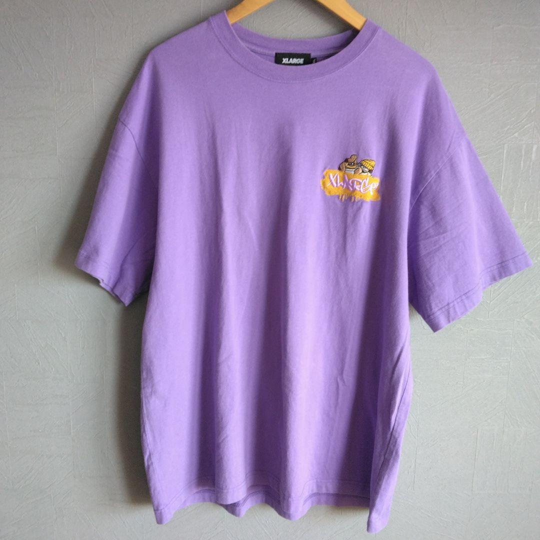 XLARGE パープル Tシャツ ゴリラ　スプレー　古着男女　ストリート