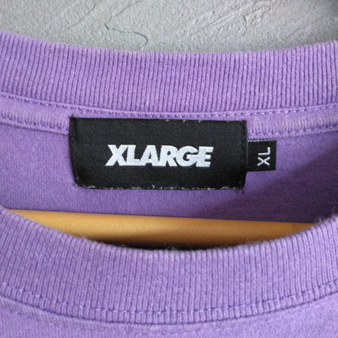 XLARGE パープル Tシャツ ゴリラ　スプレー　古着男女　ストリート