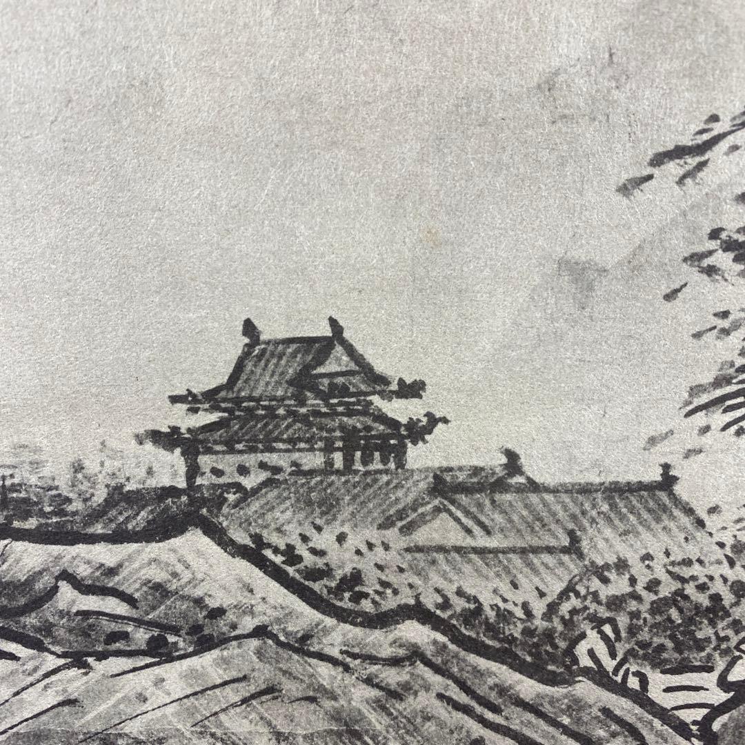 美品 掛け軸 雪舟筆「秋冬山水図」双幅 印刷 名画 水墨画 解説付き
