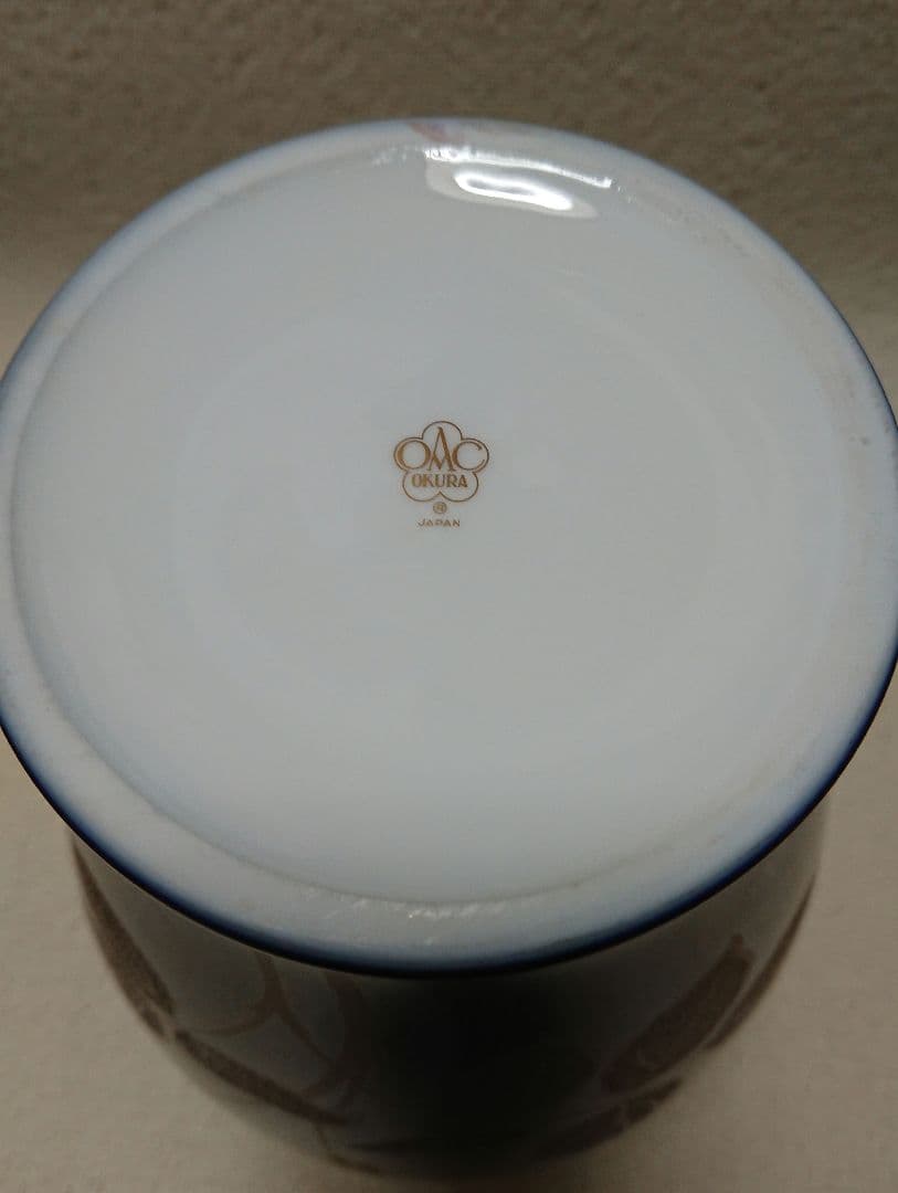 希少 大倉陶園 瑠璃 金蝕バラ 特注 花瓶 花器 金彩 銀彩
