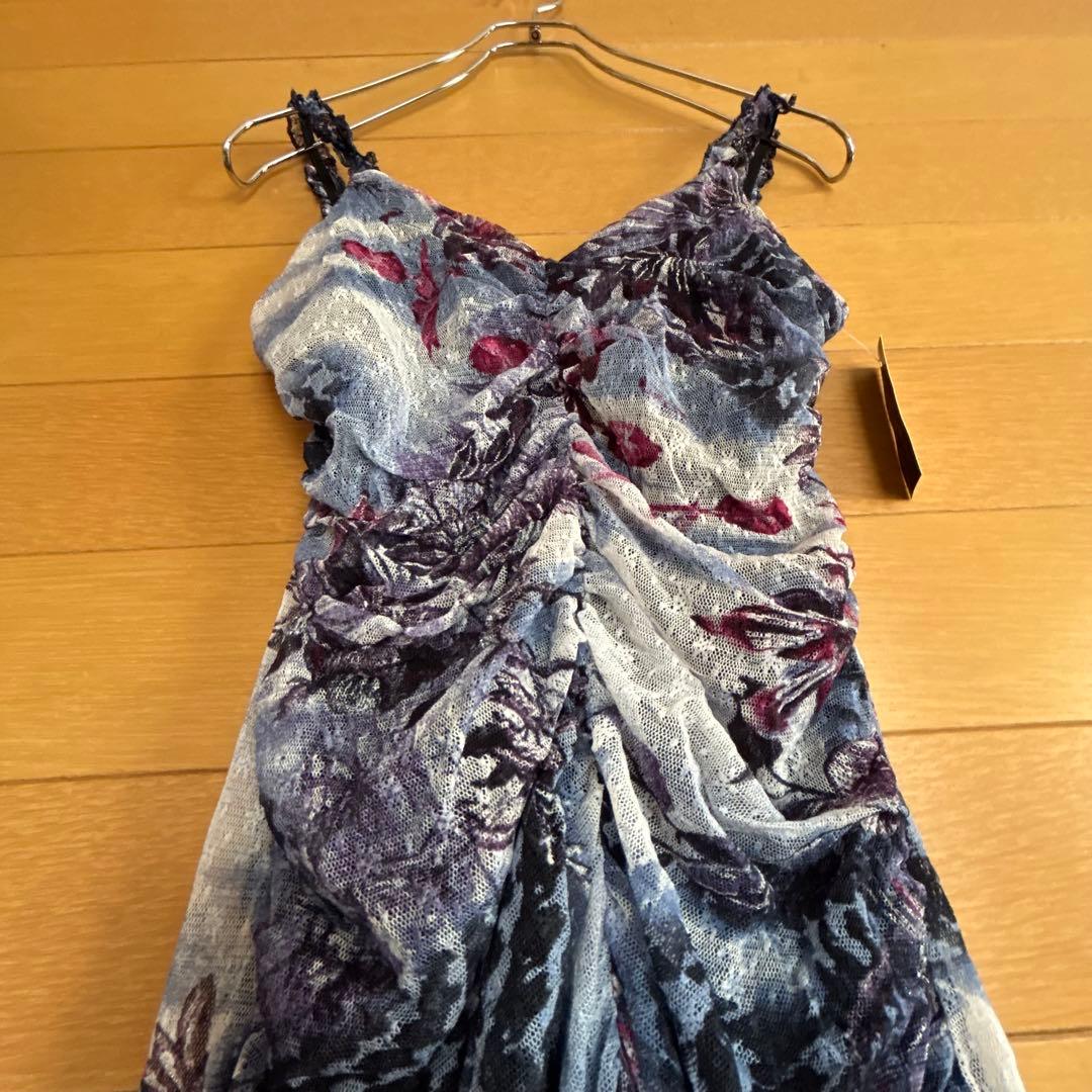 【タグ付新品】社交ダンスレッスンウェア ダンス練習着 花柄ラメ ティアードドレス
