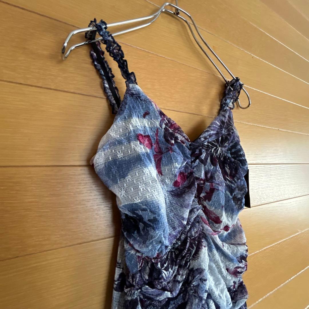 【タグ付新品】社交ダンスレッスンウェア ダンス練習着 花柄ラメ ティアードドレス