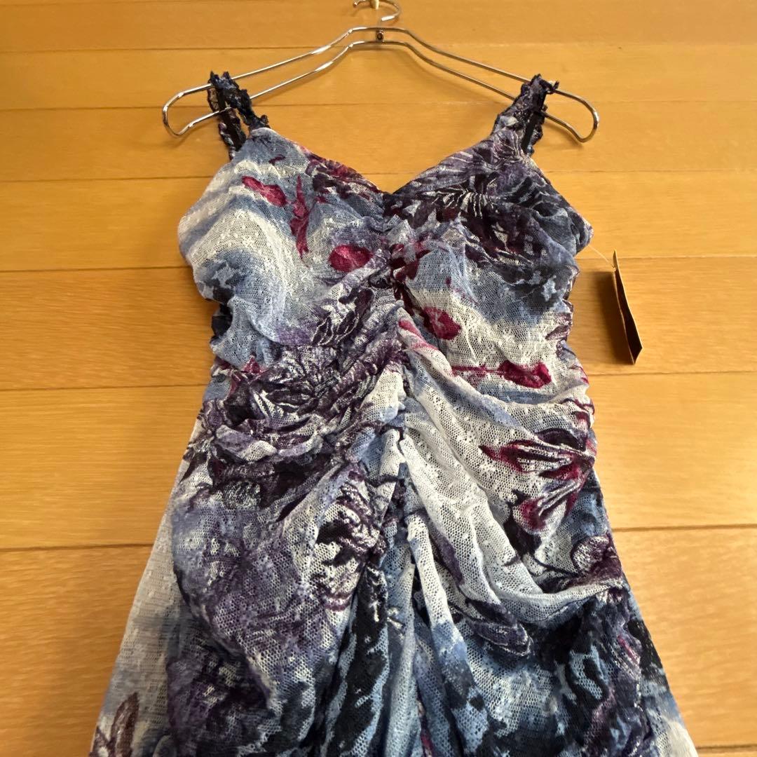 【タグ付新品】社交ダンスレッスンウェア ダンス練習着 花柄ラメ ティアードドレス