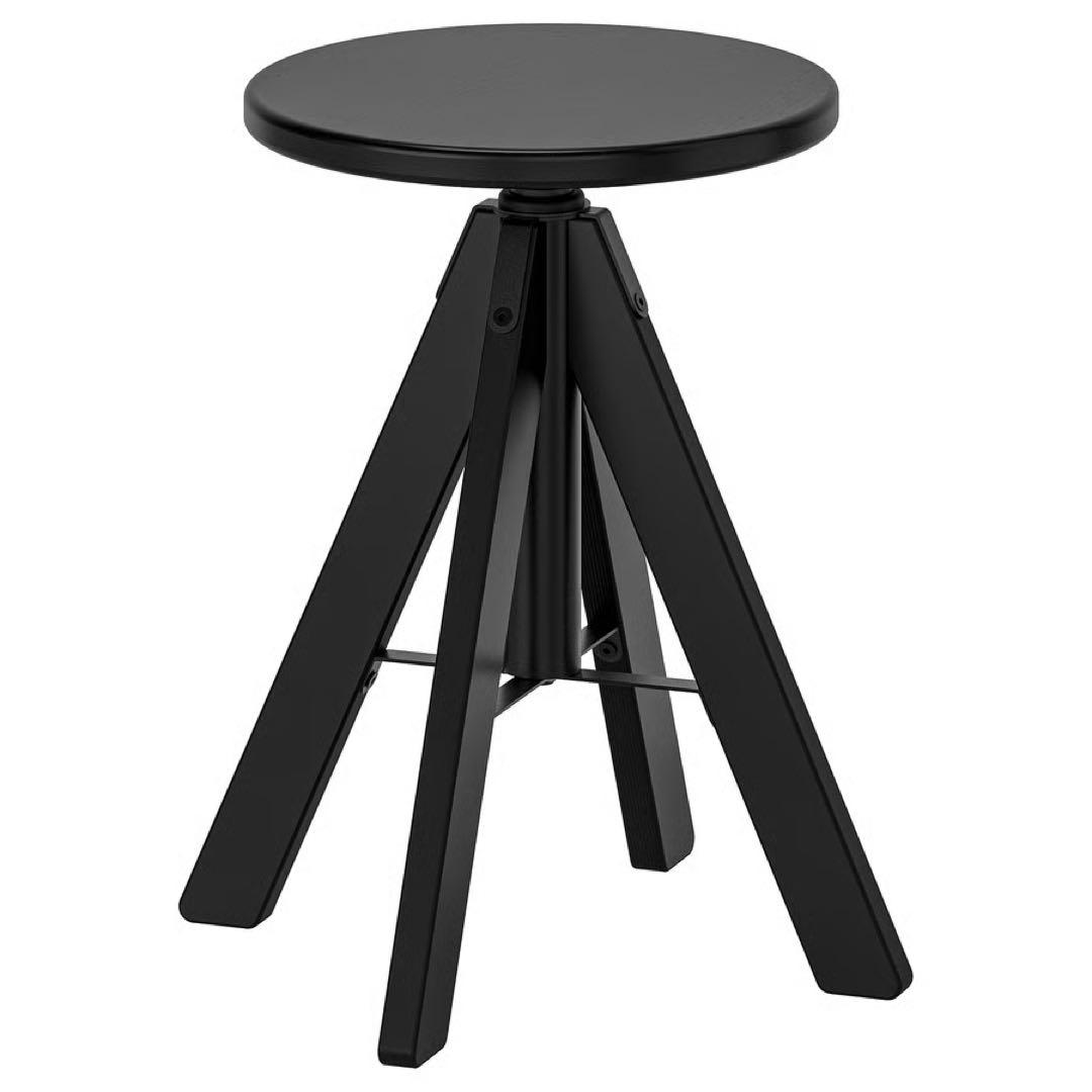 IKEA イケア　ルードストルプ　スツール　ブラック　高さ調整可能44-55cm
