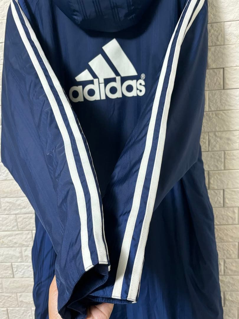 adidas アディダス 裏ボア ベンチコート ロング ネイビー L