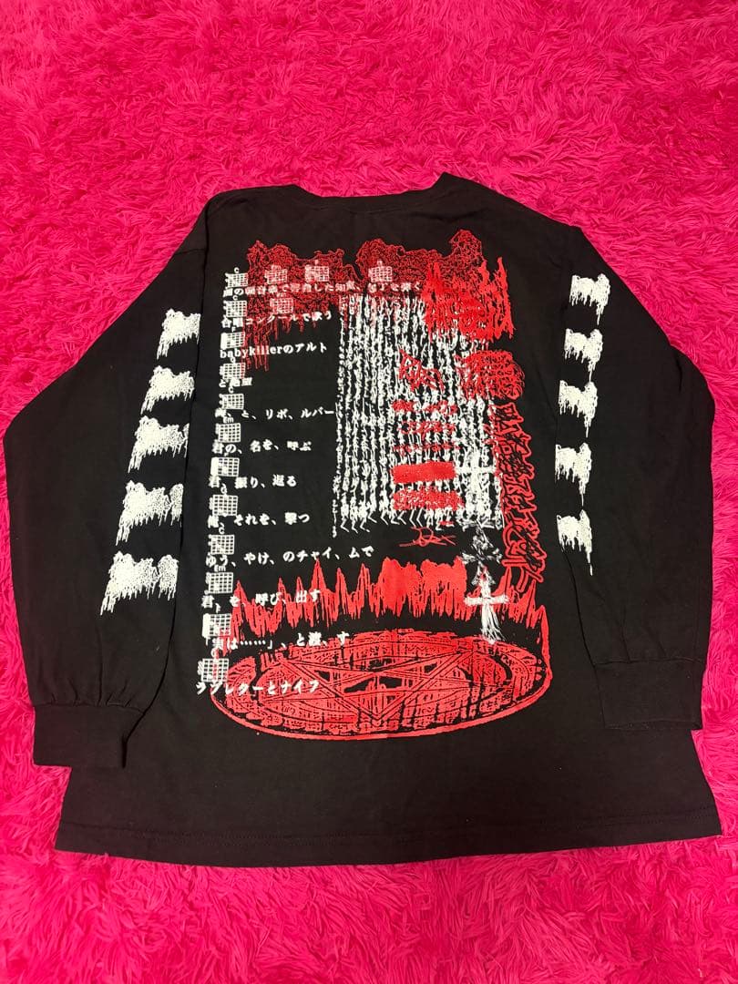 moreru 闇の軽音楽で包丁を弾く ロンT 赤Ver Lサイズ