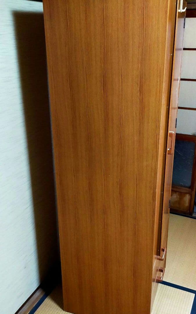 昭和レトロ　洋服ダンス　収納家具　スリム　木目調　ワードロープ　引出し付き