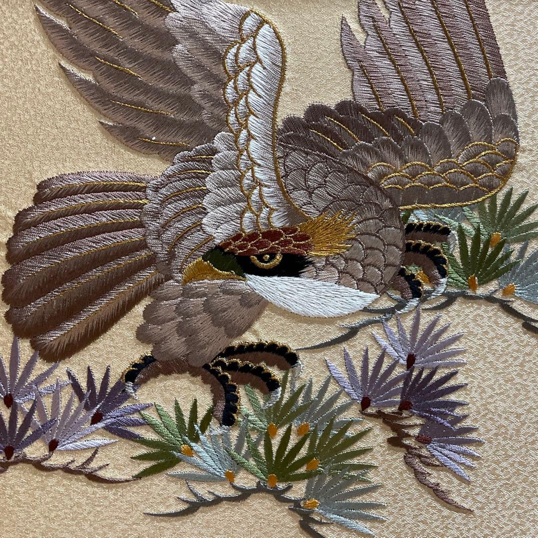 五月人形　端午の節句　屏風　ケヤキ色鷹(刺繍)