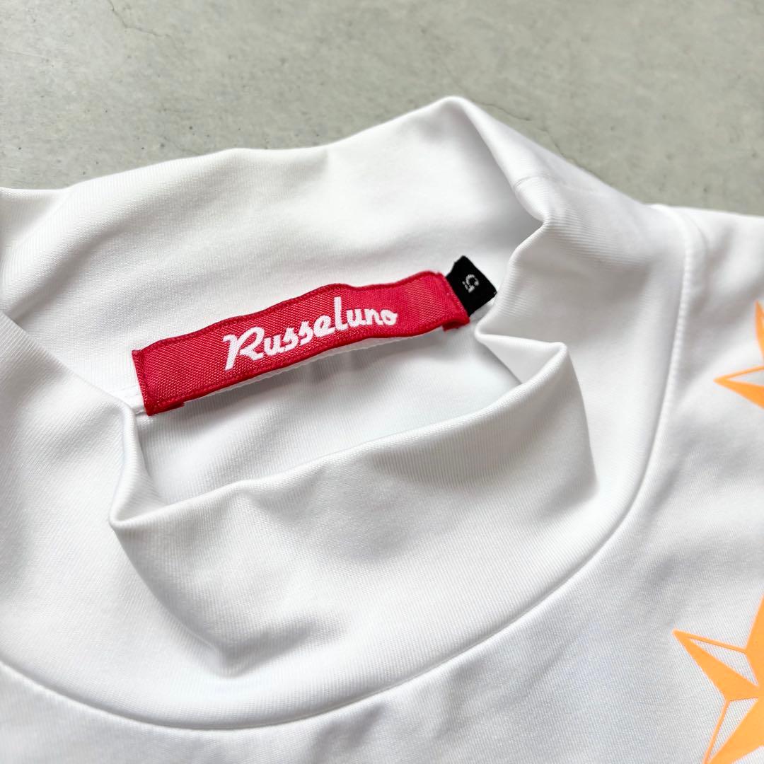 【美品】Russeluno ラッセルノ ロゴプリント 長袖モックネックシャツ L