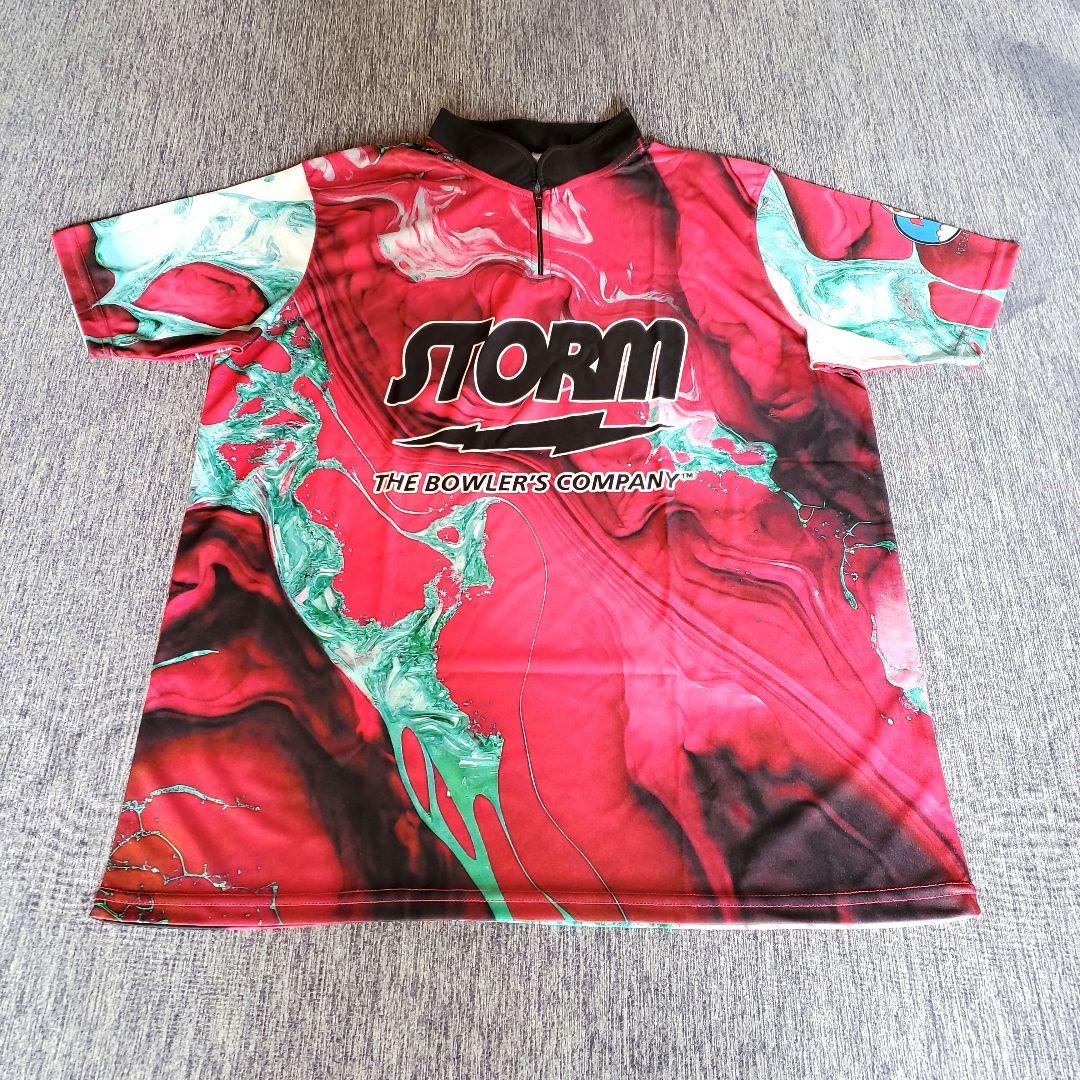 新品✨STORM【日本サイズXL】ピンク　大きめ　マーブル　ロゴ入り　ボウリング