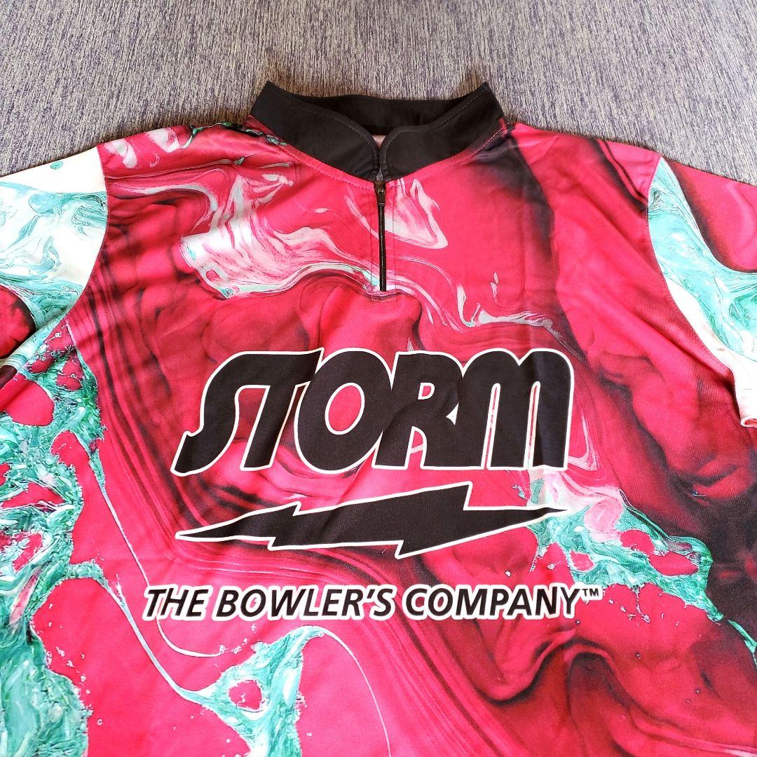 新品✨STORM【日本サイズXL】ピンク　大きめ　マーブル　ロゴ入り　ボウリング