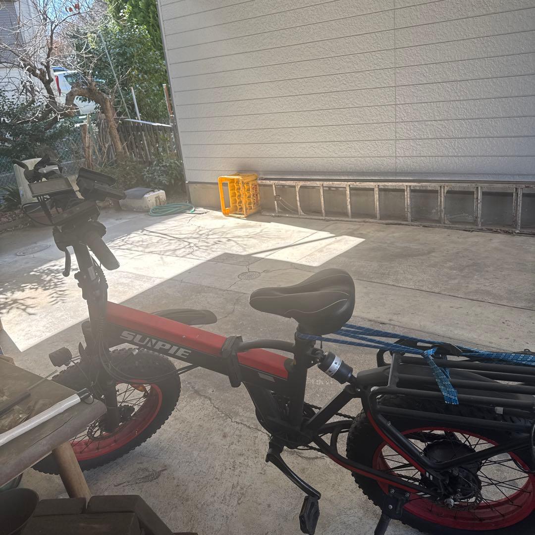 Sunpie 折りたたみ 電動アシスト自転車 赤黒