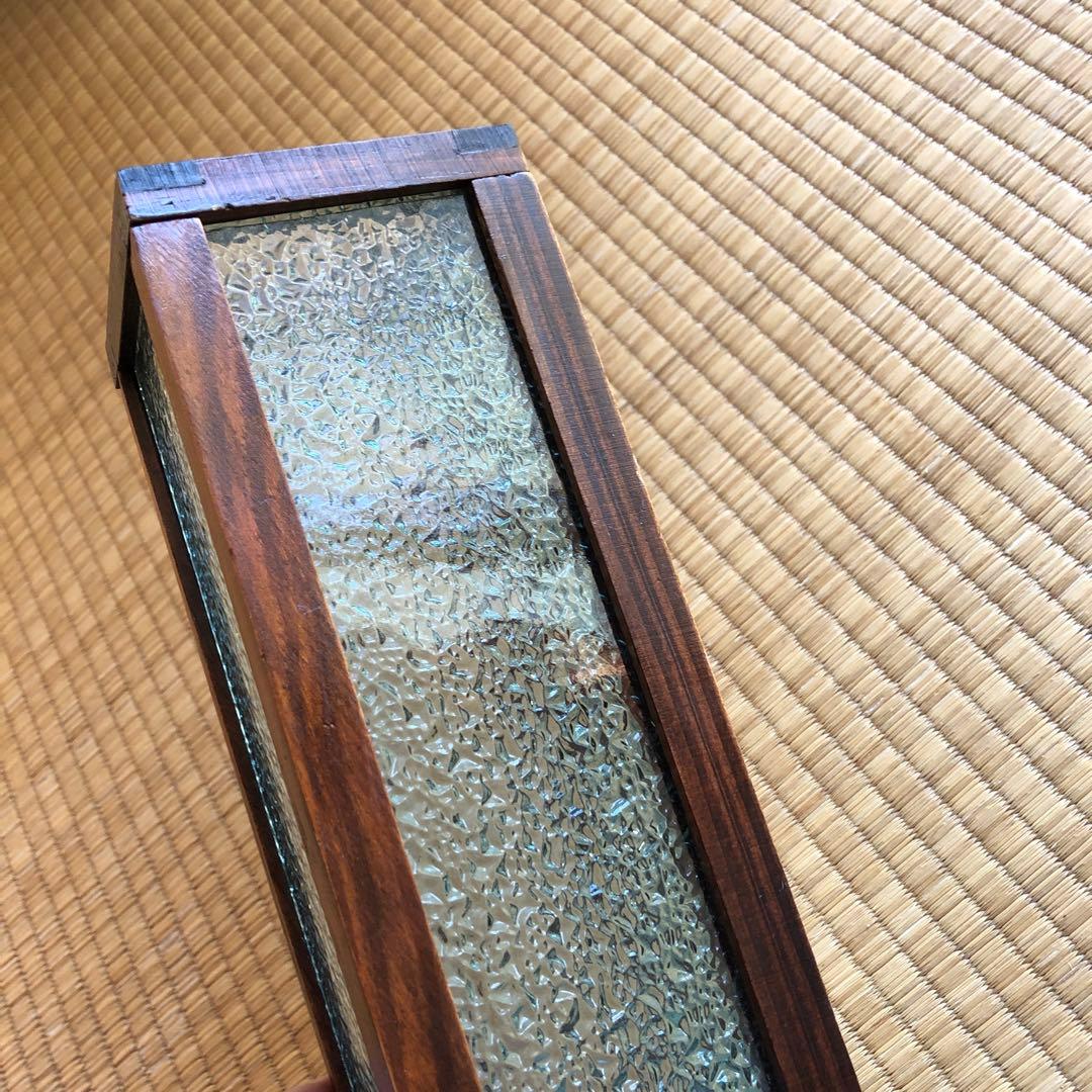 木製テクスチャーガラスフロアスタンド・行灯・あんどん・レトロ・アンティーク・
