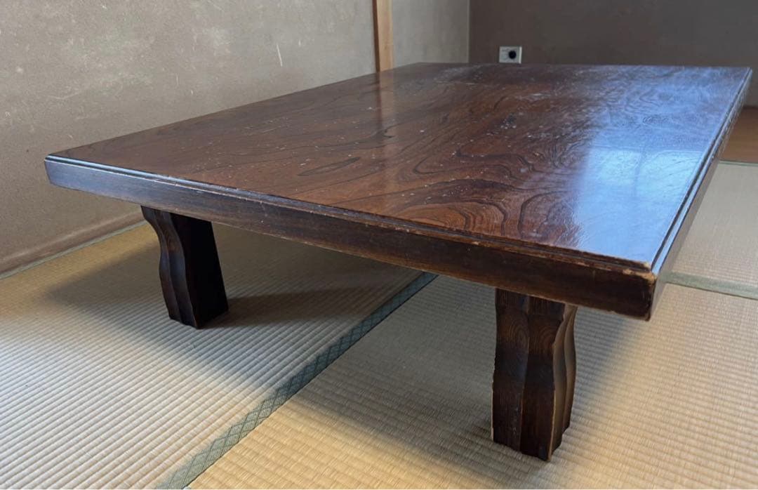 ロー テーブル 座卓 欅 天板 ヴィンテージ 家具 ブラウン Table