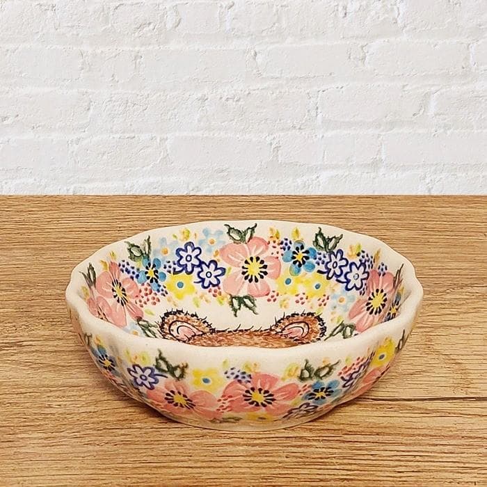 ポリッシュポタリーポーランド食器◆フリルボウルφ12cm_ほっこりくまさん