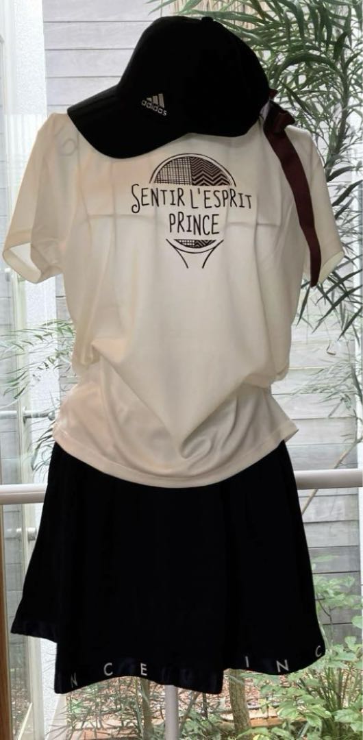 No.844 Prince ロゴプリント裾のフレアスコート☆NAVY☆新品☆