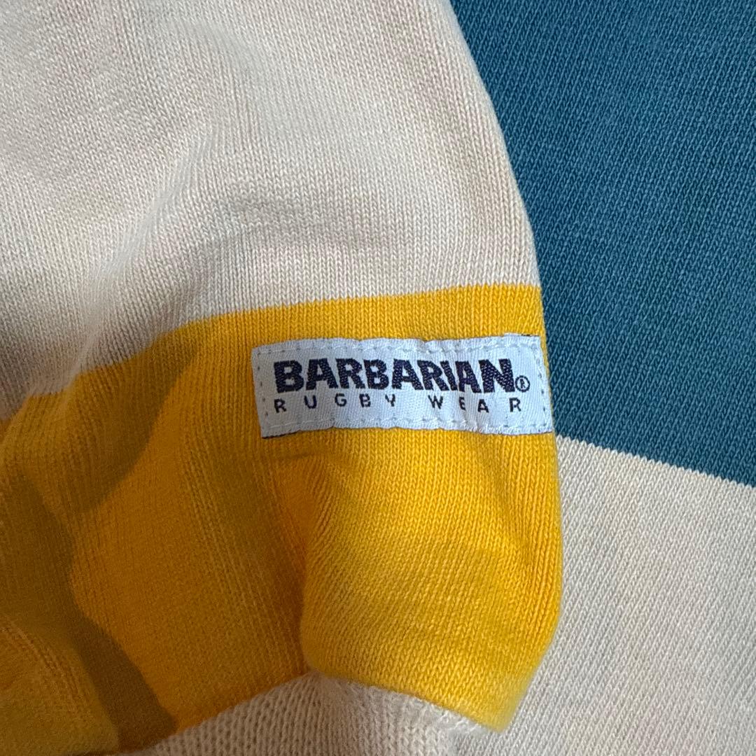 【BARBARIAN】ラガーシャツSサイズボーダー長袖 ヴィンテージ風 カナダ製