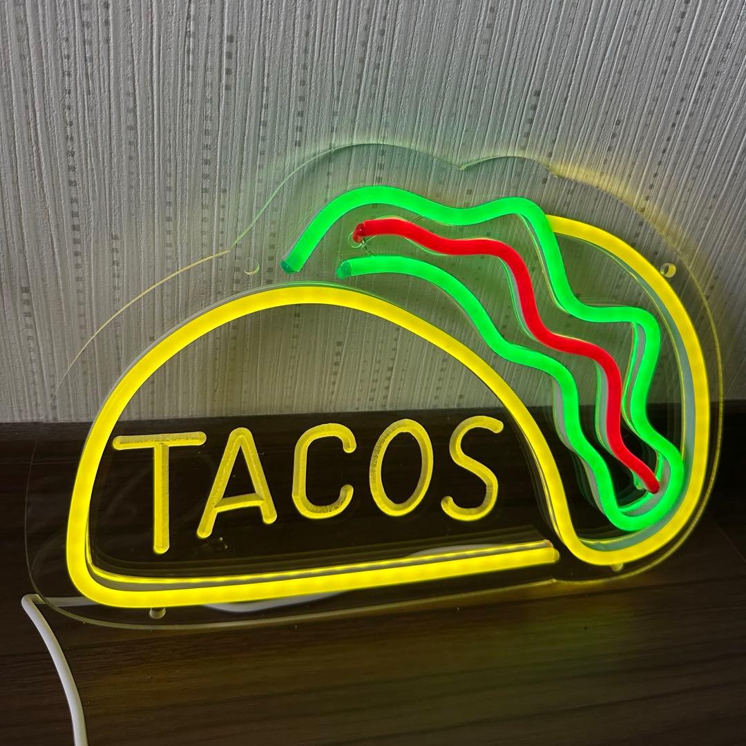 【新品】TACOS ネオン 看板 インテリア 飲食店 メキシカン タコス