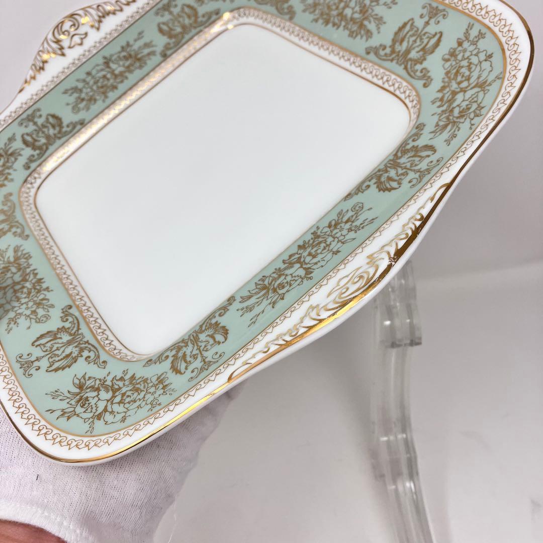美品　大型　ウェッジウッド　コロンビア　セージグリーン　スクエア　プレート