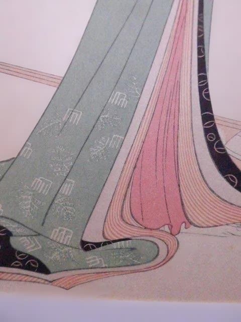 木版画 女性の姿 伝統的な和服