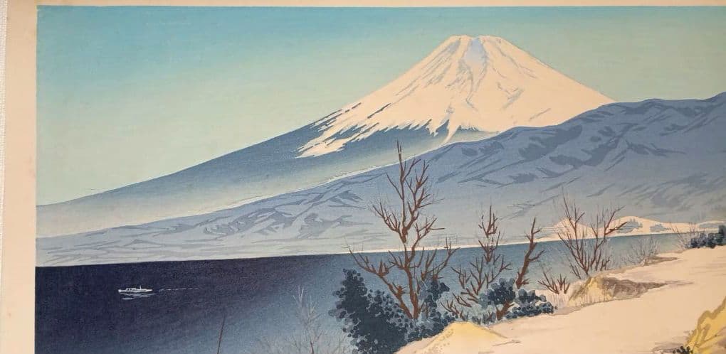 新版画富士三十六景ノ内伊豆江梨海岸、徳力富吉郎画、昭和15年頃内田美術書肆出版