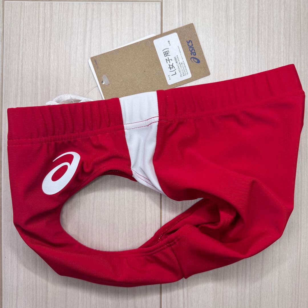 アシックス　女子陸上レーシングショーツ　Lサイズ　レッド×ホワイト　新品