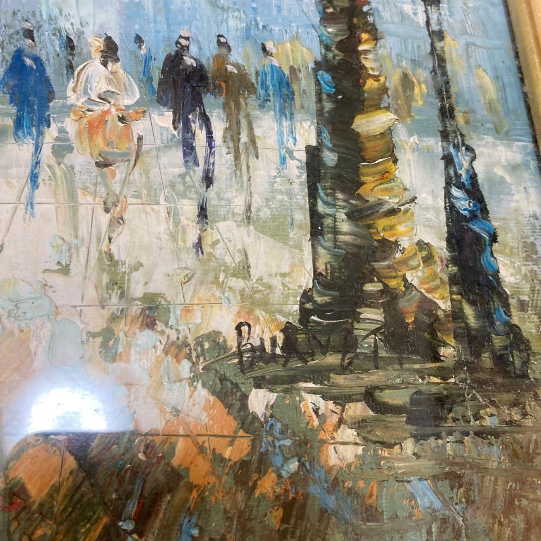 大きいサイズ　パリの風景画　油絵　直筆　69×62cm　ノートルダム大聖堂