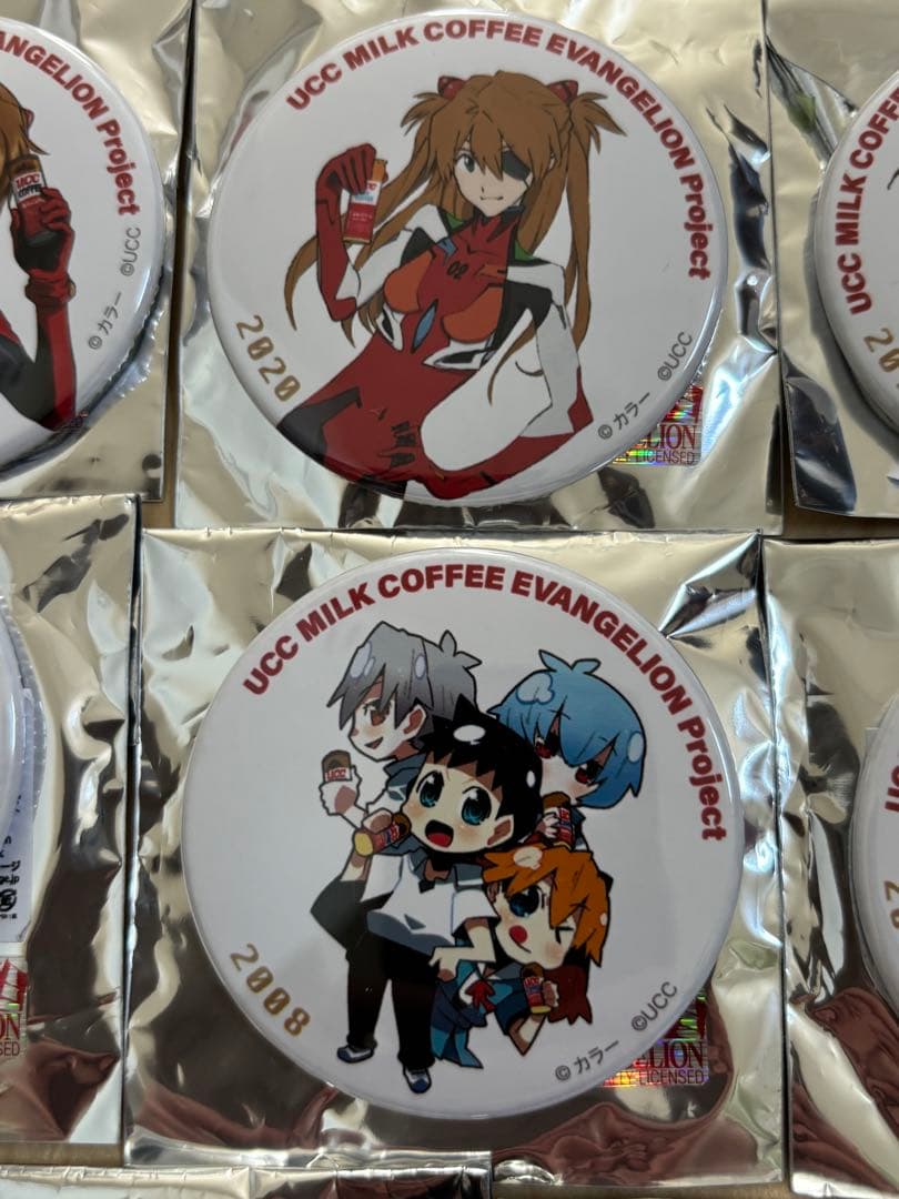 エヴァンゲリオン 歴代 イラスト缶バッジ ucc アスカ コンプリート 8点