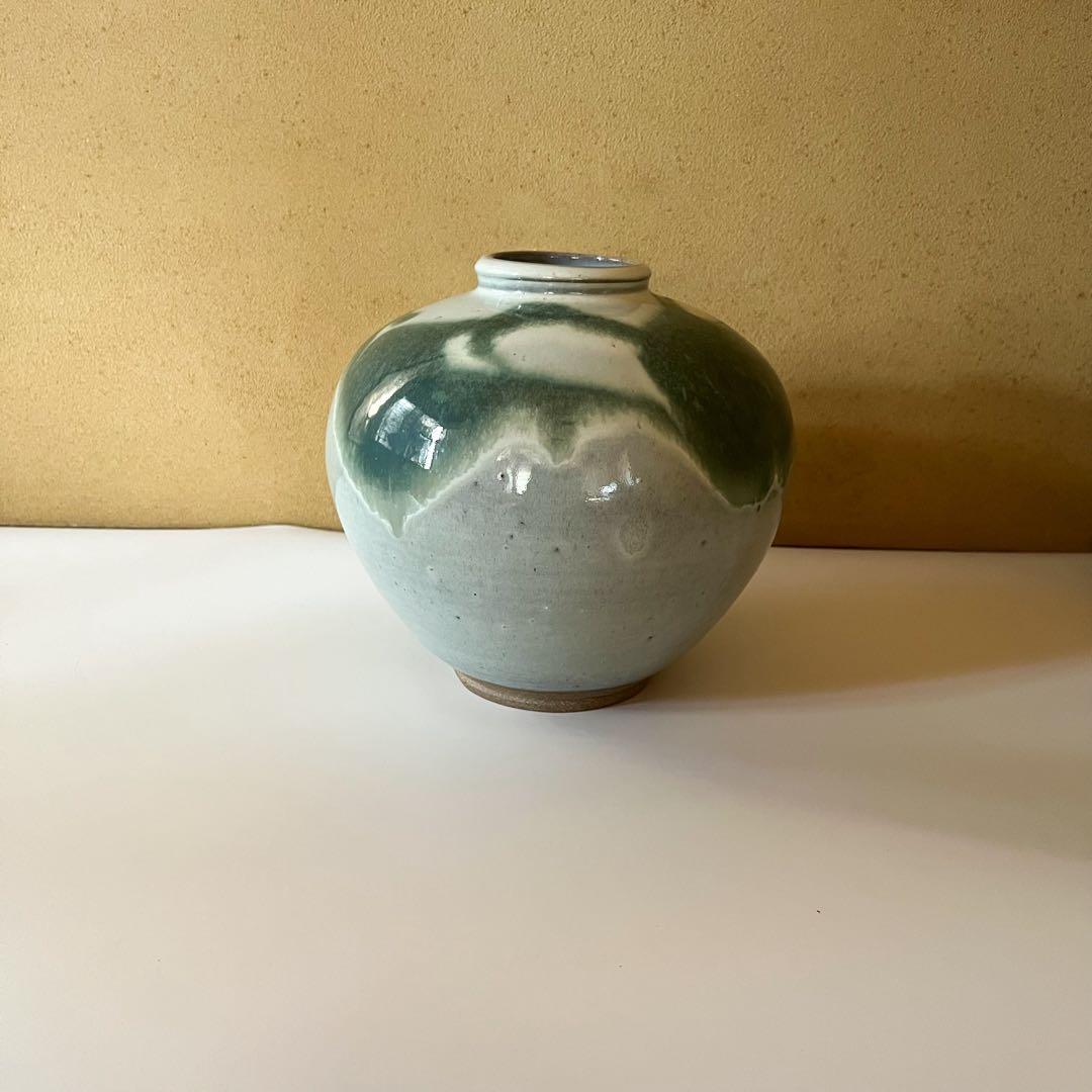 法勝寺焼　松花窯　四代　安藤真澄　花瓶 共箱 陶器 花器 フラワーベース 壺